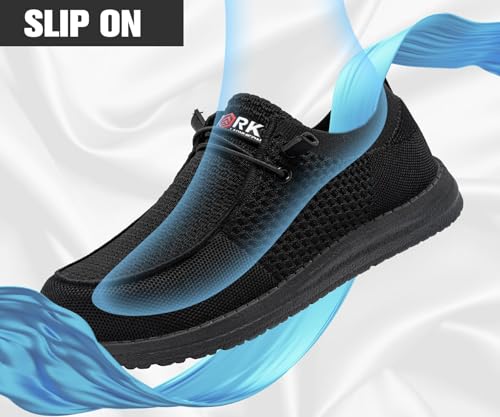Image of LARNMERN Slip On Steel Toe Shoes Men Lightweight Comfortable Lounging Walking Sneakers Steel Toe Loafers