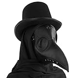 Skeleteen Medieval Doctor Plague Mask - Black Faux Leather Bird Death Doctors Mask Costume Accessory