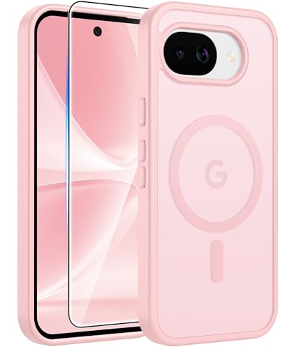 Image of FNTCASE for Google Pixel 10a Case: [Compatible with Magsafe] Translucent Matte Cases with [Screen Protector] Military Grade Shockproof Protective Magnetic Phone Cover for Pixel 10A - Light Pink