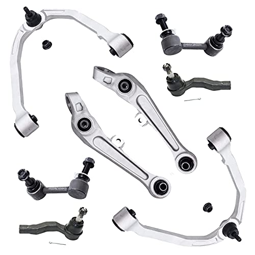 Detroit Axle – Front Upper Lower Forward Control Arms w/Ball Joints, Sway Bars Outer Tie Rods Replacement for 2003-2007 Infiniti G35 RWD – [2003-2009 Nissan 350Z RWD] – 8pc Set