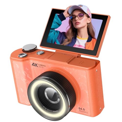 W & O Digital Camera for Teens,Kids Digital Camera with 32G SD Card,180°Flip Screen Camera for Photography Vlogging, with Fill Ligh,Beauty Mode,Point...