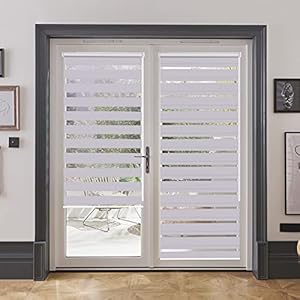 LUCKUP Horizontal Window Shade Blind Zebra Dual Roller Blinds Day and Night Blinds Curtains Easy to Install 25.6
