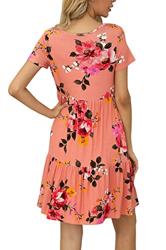 Womens Petite Floral Empire Waist Modest Casual Summer Dress Mellow Rose S #TOP4