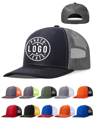 Custom Trucker Hat for Men Women Customized Caps Design Your Own Logo Text Image Personalized Baseball Cap for Sport Gifts Black and Grey Hats 1