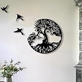 Wanddeko aus Metall,Metall Baum des Lebens Wanddekoration Silhouette Kunst, für Geschenk Geschenk Innen Außen Garten Haus Dekoration,11.8 * 11.8in