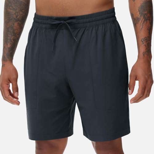 Men's Running Shorts Lightweight Quick Dry Workout Shorts with Drawstring Zipper Pockets