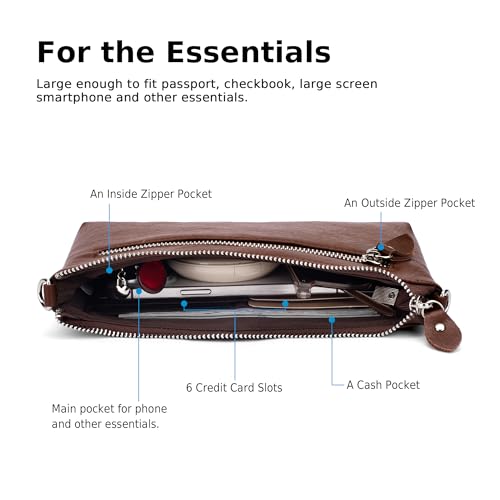 Image of befen Genuine Leather Wristlet Clutch Wallet Purses Small Crossbody Bags for Women with RFID Blocking Card Slots