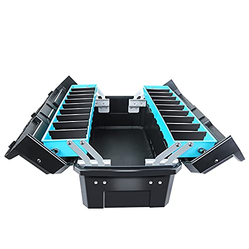 Boîte à outils grand organisateur pliable avec plateaux modulables pour électricien