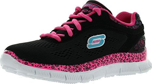 Skechers Girls Skech Appeal Island Style Lace Up Sneakers,Black/Hot Pink,11