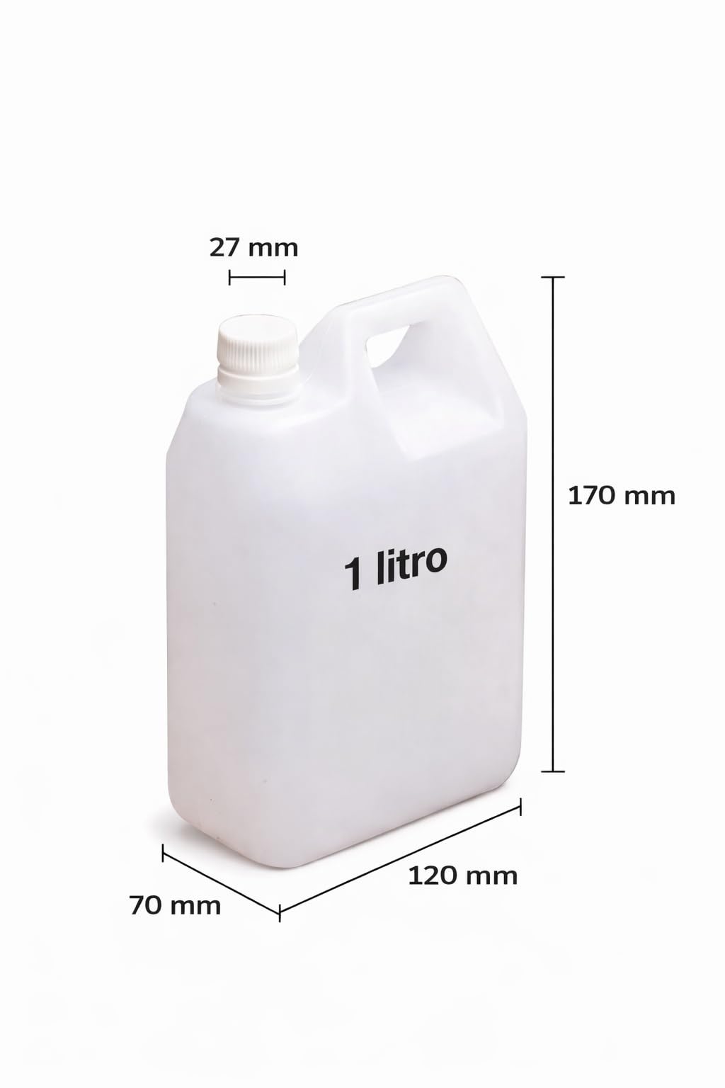 Bidon 1 Litro Rectangular Garrafa Plastico PEHD Reutilizable Libre de BPA Apto Uso Alimentario Resistente