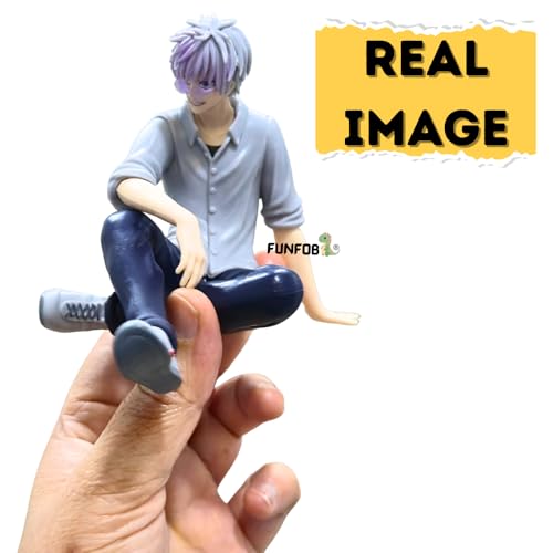 Image of FUNFOB Gojo Action Figure Height -10cm Collectible for Anime Fans Manga Weeb PVC Multicolour | Gojo - Grey Shirt
