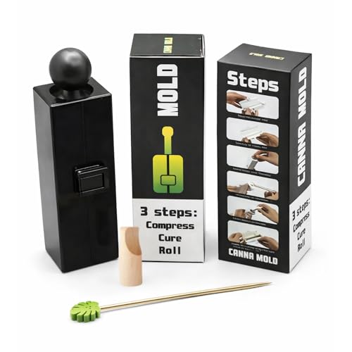 Cannagar Mold Kit 3.5-7g Personal Size Compression Mold with Skewers Wooden Tip & Funnel Precision Rolling Tool for Consistent Slow-Burn Results (Black)