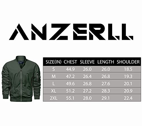 Anzerll Men's Flight Bomber Jacket Casual Lightweight Softshell Windbreaker Slim Fit Varsity Jacket Coat(Army Green Xl) #TOP4