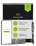Rocketbook Flip Reusable Smart Notepad, Top Bound Spiral Notebook Lined and Dotted Pages Letter Size 8.5x11, Premium, Black (Pack of 1)