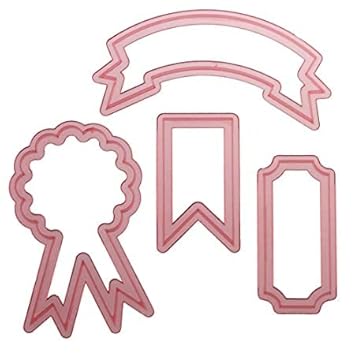 HOMEBAKERS MART 4pcs Label Cutter Set Cookie Cutter Plastic Fondant Cutter Gumpaste Cutter