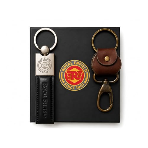 Image of Leather Strap Keychain, Embossed Logo Design, Durable Premium Key Ring for Bike Lovers & Gift Use