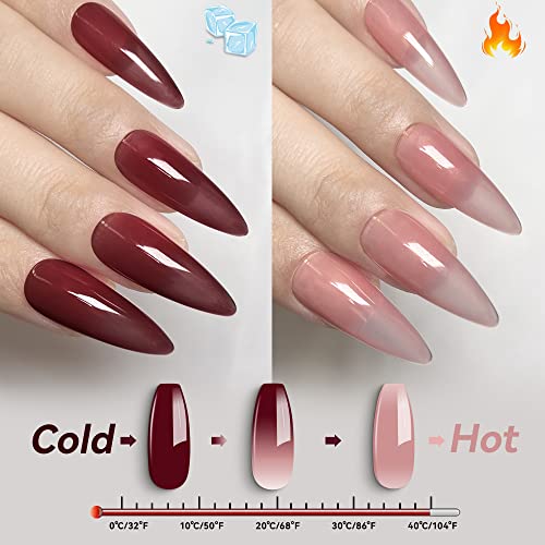 YTD Likomey Verniz de Gel para Mudança de Cor,15ml De Rosa Claro a Borgonha Mudança de cor com a tem