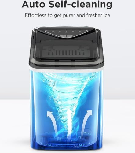 Image of Silonn Countertop Ice Maker, 9 Cubes in 6 Mins, 26lbs /24H, Ice Makers Countertop with 2 Ice Sizes, Self-Cleaning Ice Machine, Scoop & Basket for Home Kitchen Office Bar Party