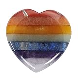 Lovionus89 Daumen Sorge Stein,Handgeschnitzte herzförmige polierte Heilung Kristall Betonen Erleichterung Tasche Steine, 7 Charka