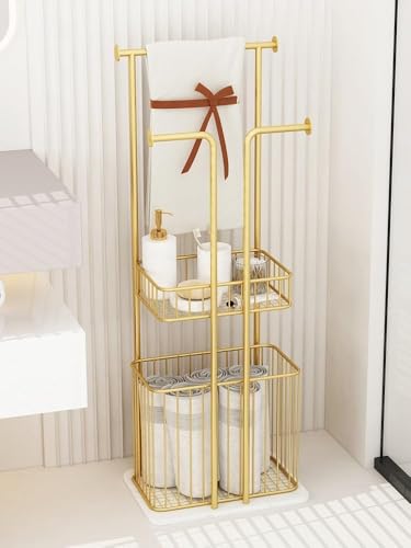 Toallero con base de mármol para organizar el baño familiar 4