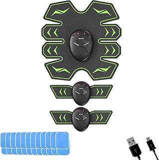 8 Gel Pads Abs Trainer - CE Certified EMS Muscle Stimulator for Back, Abdominal, Arms, Waist, Butt - Unisex Home Workout Equipment - 6 Exercise Modes & 10 Intensity Levels - USB Charging, Portable