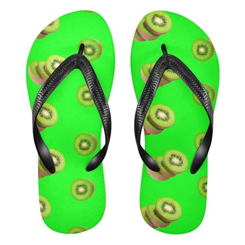 Sinestour Kiwi Fruits Green Flip Flops for Beach Thong Sandals Anti-slip Lightweight Flat Slippers for Summer Swim Travel