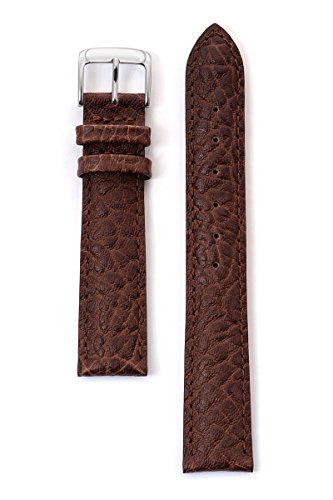 Speidel Genuine Leather Watch Band 20mm Brown Cowhide Buffalo Grain Replacement Strap, Stainless Steel Metal Buckle Clasp, Watchband Fits Most Watch Brands