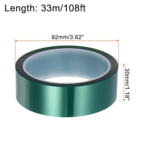 Image of HARFINGTON 2 Rolls Heat Tape High Temperature Heat Resistant Tape 30mmx33m(108ft) Sublimation Thermal Heat Transfer Tape for Sublimation Press No Residue, Green