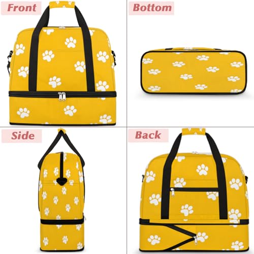 Travel Duffel Bags Paw Prints Foldable Weekender Bags for Women with Shoes Compartment Waterproof & Tear Resistant Carry on Overnight Luggage Duffel Bag Shoulder Sports Tote Bag3