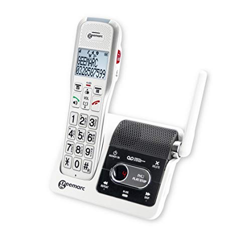 Geemarc Amplidect 595 U.L.E - Téléphone Sénior avec Volume de Réception Amplifié, Répondeur, Fonction SOS et Système d’Interphone Intégré - Version...