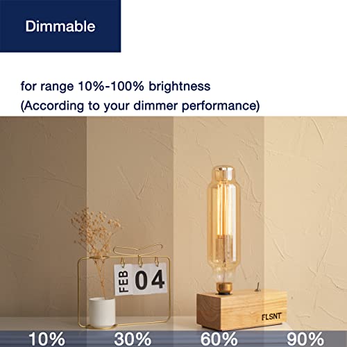 Flsnt Vintage Large Led Edison Bulbs 40W Equivalent, Decorative Dimmable Tube Led Bulbs With Amber Glass, 2000K Warm White, E26 Base, 7W, 400Lm, Tt80 #TOP4