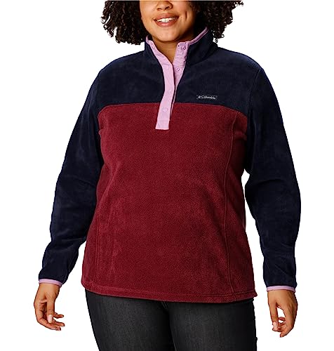 Image of Columbia Womens Benton Springs Half Snap II Pull Over Fleece Jacket, Dark Stone /Canoe /Vintage Blue, 3X