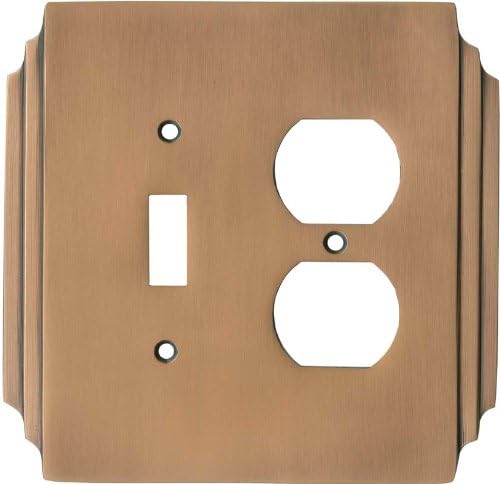 Switch Hits Antique Copper Art Deco Miami Beach Light Switch Cover | 1 Toggle - 1 Duplex | 5.25" x 5.25" | Electrical Outlet Plug Wall Plate Outlet Covers | Socket Outlet Wall Plates