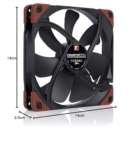 Noctua NF-A14 iPPC-24V-2000 Q100 IP67 PWM, Ventilador Resistente, 4 Pines, 2000 RPM, Versión de 24V (140mm, Negro)