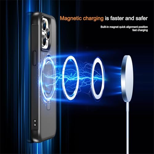 Image of iPhone 15 pro Max Magsafe Stand Case | Matte Design & 360 Protection | Military-Grade Apple iPhone 15 pro Max Cover | Ultra Premium - Black