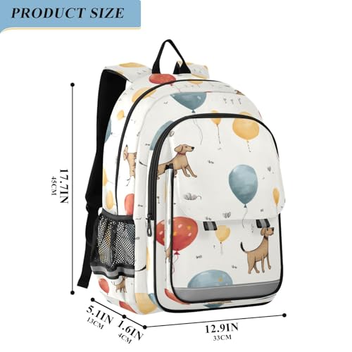 ALAZA Cute Dog with Balloon School Backpacks Reflective Safety Backpack2