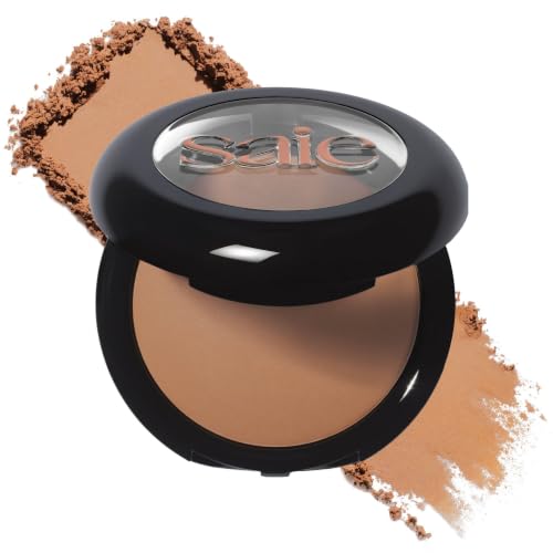 Saie SuperSuede Radiant Baked Bronzer Powder - Hydrating Long-Lasting + Blurring Powder Bronzer for a Warm Natural Glow - With Squalane + Jojoba - Talc-Free + Vegan Face Makeup - Almalfi (0.28 oz)