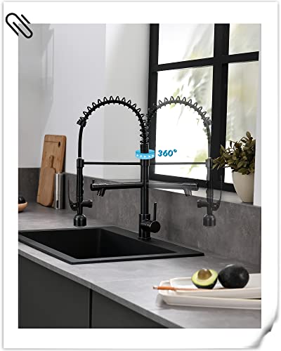 Image of Fapully Commercial Oil Rubbed Bronze Kitchen Faucet Pull Down Sprayer