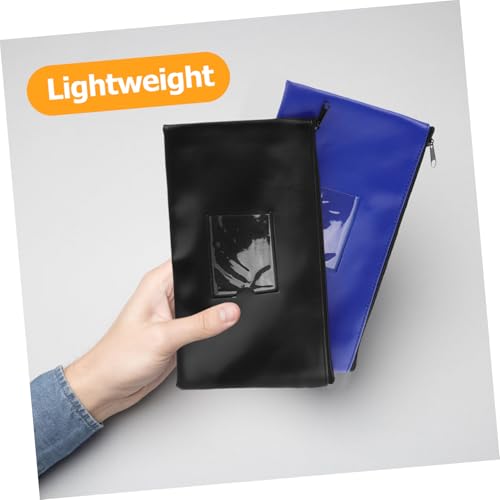 Bank Deposit Bag with Zipper Compact PU Money Pouch for Cash Coins and Elegant Design with Transparent Window Portable Utility for Everyday Use3