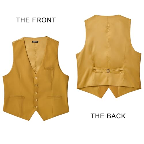 Image of Enlision Men's Suit Vest Business Formal Dress Waistcoat Solid Color Vest for Suit or Tuxedo
