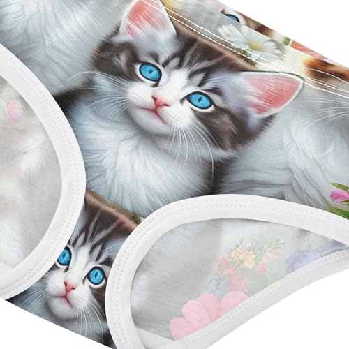 Adorable Kittens Colorful Wildflowers Panties Little Girl Girls Underwear Toddlers Cotton Fun Underpants Briefs 2t4