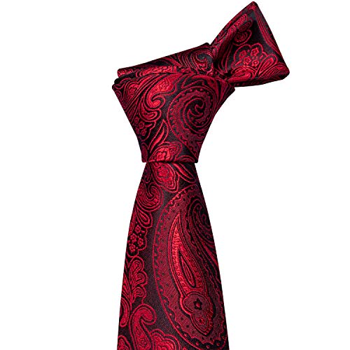 Image of Barry.Wang Men Tie Set Paisley Silk Necktie Pocket Square Cufflinks Formal Wedding Business Party