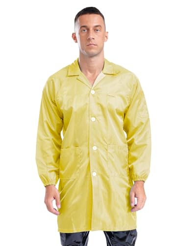 Image of Lapel Lab Coat Science Jackets for Mens Unisex Long Sleave Non-disposable Workwear Uniform