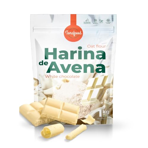 Harina de Avena en polvo | Sabor Chocolate Blanco | 1KG | Ideal para Tortitas de Avena | Rica en fibra | Contiene grasas saludables | Versátil en la cocina | Torafood