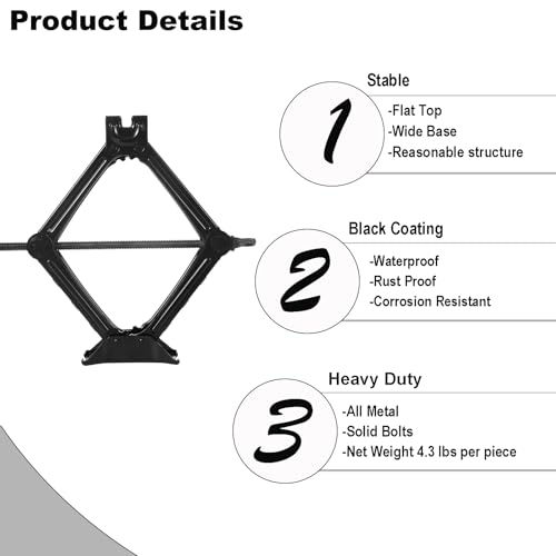 Image of Car Jack Kit 4 Pack, Scissor Jack for Cars 2 Ton /4409 lbs, Tire Jack Kits with Ratcheting Handle, Tire Changing Kit for Car, Portable Scissor Lift Jack