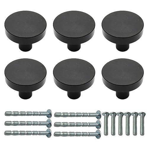 FralnFit Cabinet Knobs Set, 6Pcs Black Handles for Cupboards Matt Black Cupboard Handles