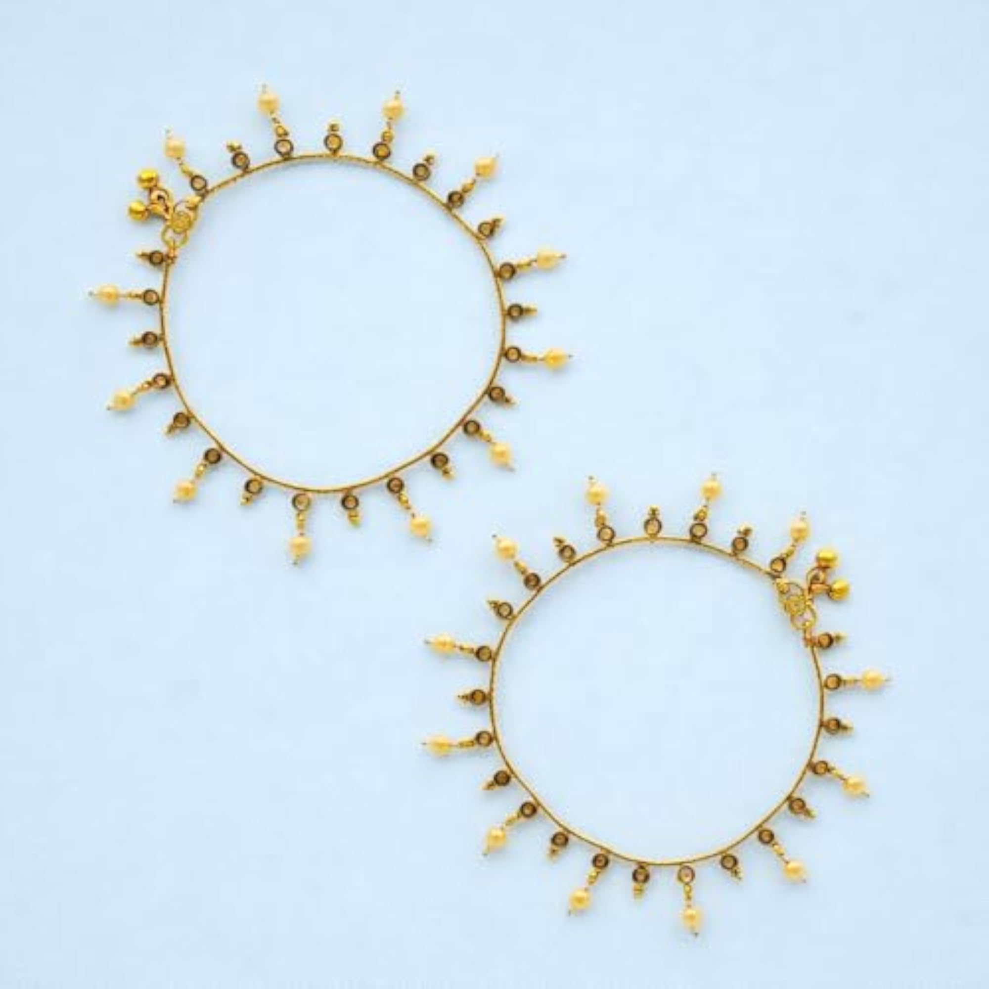 Women's Traditional Golden Finish Stone & Stud Payal, Ethnic