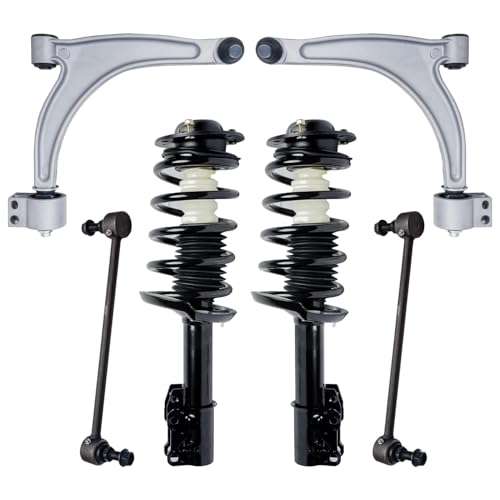 Image of Detroit Axle - 6pc Front End Suspension Kit for 04-12 Chevy Malibu, 05-10 Pontiac G6, 07-09 Saturn Aura, 2 Lower Control Arms w /Ball Joint 2 Struts & Coil Spring 2 Sway Bars Replacement Struts Shocks