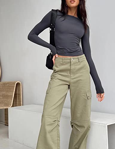 Missactiver Women Workout Crewneck Long Sleeve Yoga Basic T-Shirt Casual Athletic Stretch Slim Fit Solid Tee Shirt Tops Grey #TOP2