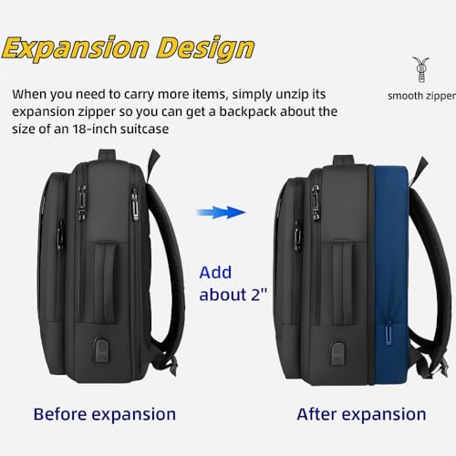Image of KARRIER Expandable Laptop Backpack | Padded Laptop Compartment, Spacious Multi-Compartment Storage, Stylish Multifunctional Unisex Bag for Office, College, Travel & Everyday Use